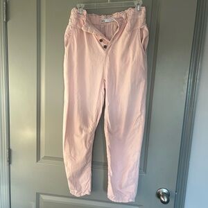 Zara Baggy Paperbag Waist Trouser- Light Pink